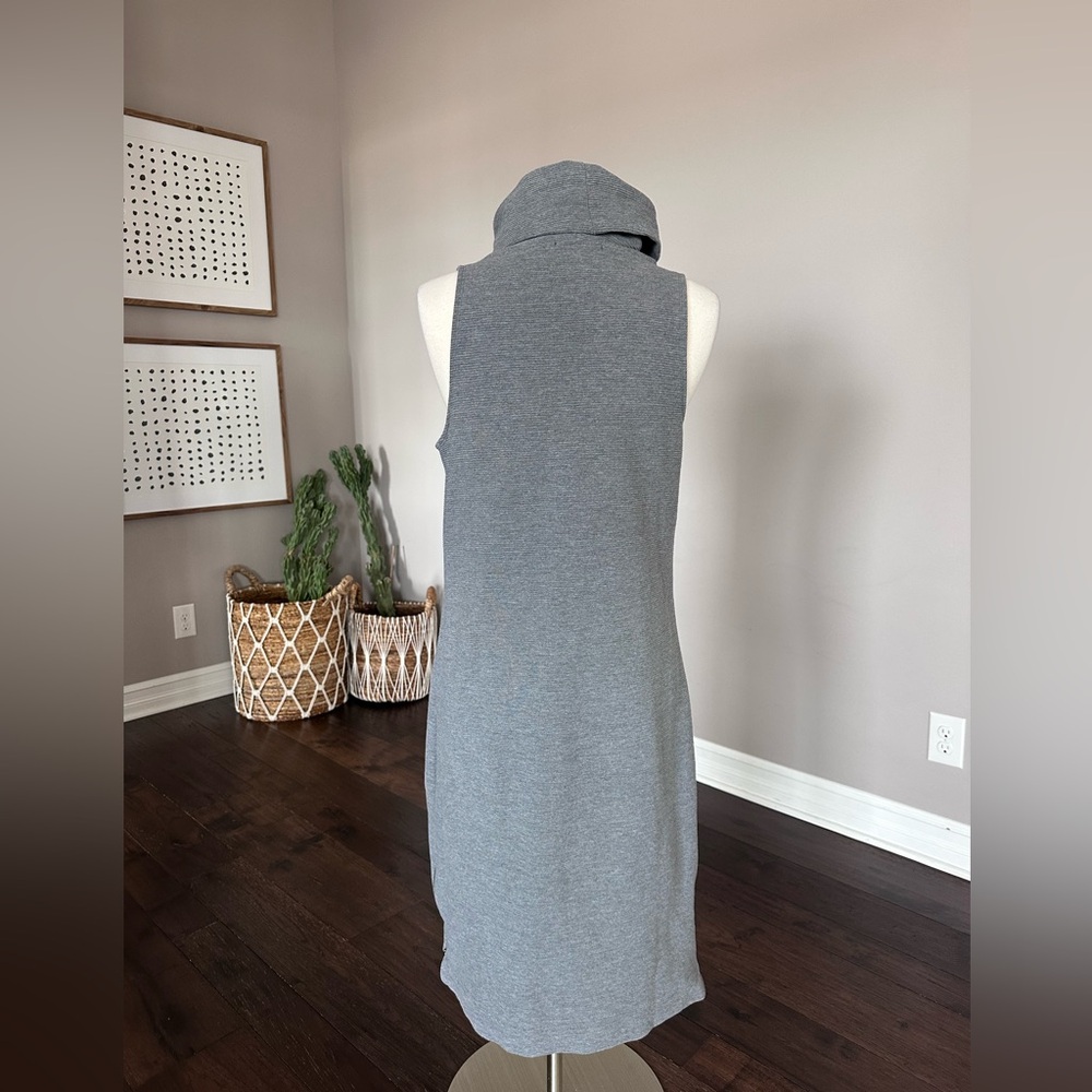 Banana Republic Sleeveless Turtleneck Ribbed Midi Dress Side Slit Zipper Grey LG - Picture 5 of 12
